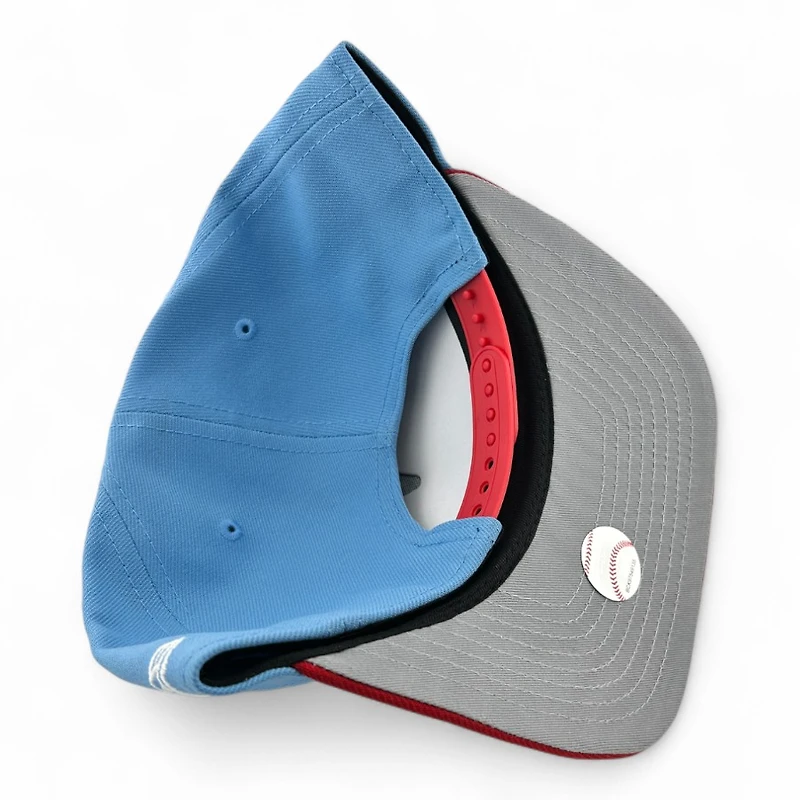 Atlanta Braves Blue and Red Script Atlanta Fulton Patch New Era 9FIFTY A-Frame Snapback Hat