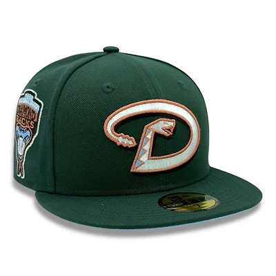 Arizona Diamondbacks Dark Green and Metallic Iris 1998 Inaugural Patch Icy Blue UV New Era 59FIFTY Fitted Hat