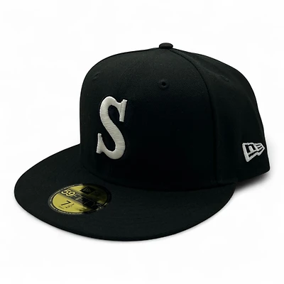 Seattle Mariners Cooperstown White on Black New Era 59FIFTY Fitted Hat