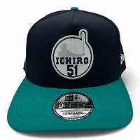 Seattle Mariners Navy and Teal Ichiro 51 New Era 9FIFTY A-Frame Snapback Hat