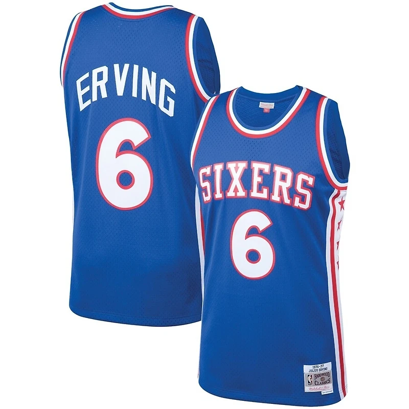 Philadelphia 76ers Julius Erving Mitchell & Ness 1976-77 Hardwood Classics Swingman Player Royal Blue Jersey