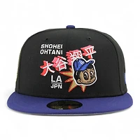Los Angeles Dodgers Black and Royal Ohtani Anime 50/50 Gray UV New Era 59FIFTY Fitted Hat