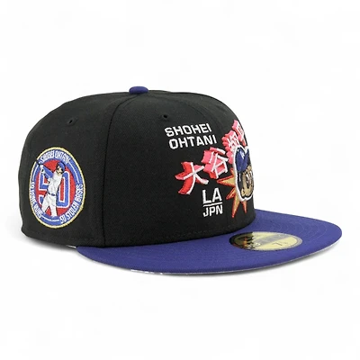 Los Angeles Dodgers Black and Royal Ohtani Anime 50/50 Gray UV New Era 59FIFTY Fitted Hat