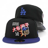 Los Angeles Dodgers Black and Royal Ohtani Anime 50/50 Gray UV New Era 59FIFTY Fitted Hat