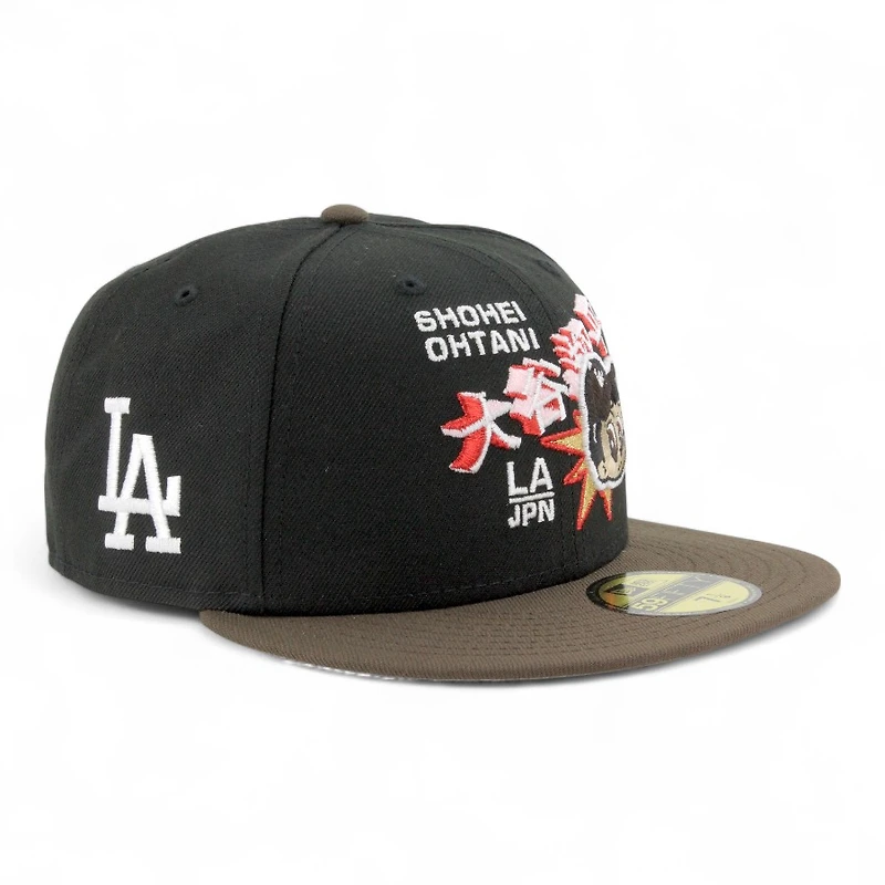 Los Angeles Dodgers Black and Brown Ohtani Anime LA Patch Gray UV New Era 59FIFTY Fitted Hat