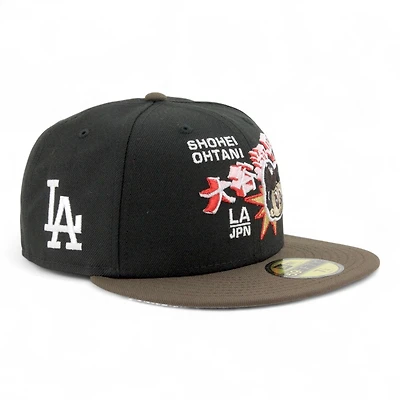 Los Angeles Dodgers Black and Brown Ohtani Anime LA Patch Gray UV New Era 59FIFTY Fitted Hat