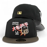 Los Angeles Dodgers Black and Brown Ohtani Anime LA Patch Gray UV New Era 59FIFTY Fitted Hat