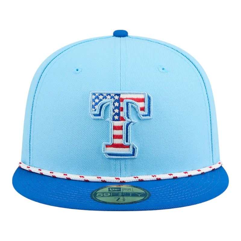 Texas Rangers Light Blue 2025 Fourth of July USA New Era 59FIFTY Fitted Hat