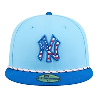 New York Yankees Light Blue 2025 Fourth of July USA Era 59FIFTY Fitted Hat