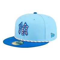 New York Yankees Light Blue 2025 Fourth of July USA Era 59FIFTY Fitted Hat