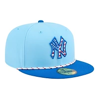 New York Yankees Light Blue 2025 Fourth of July USA Era 59FIFTY Fitted Hat