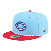 Cincinnati Reds Light Blue and Red 2025 Fourth of July USA New Era 59FIFTY Fitted Hat
