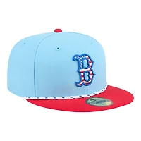 Boston Red Sox Light Blue and 2025 Fourth of July USA New Era 59FIFTY Fitted Hat