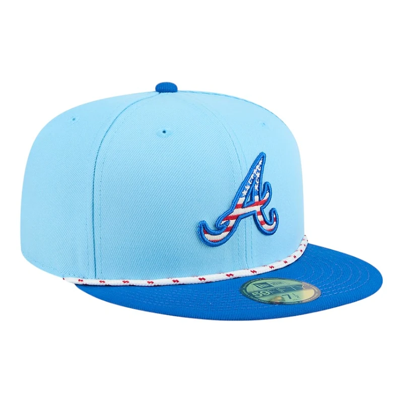 Atlanta Braves Light Blue 2025 Fourth of July USA New Era 59FIFTY Fitted Hat