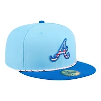 Atlanta Braves Light Blue 2025 Fourth of July USA New Era 59FIFTY Fitted Hat