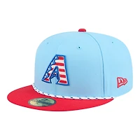Arizona Diamondbacks Light Blue and Red 2025 Fourth of July USA New Era 59FIFTY Fitted Hat