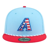 Arizona Diamondbacks Light Blue and Red 2025 Fourth of July USA New Era 59FIFTY Fitted Hat