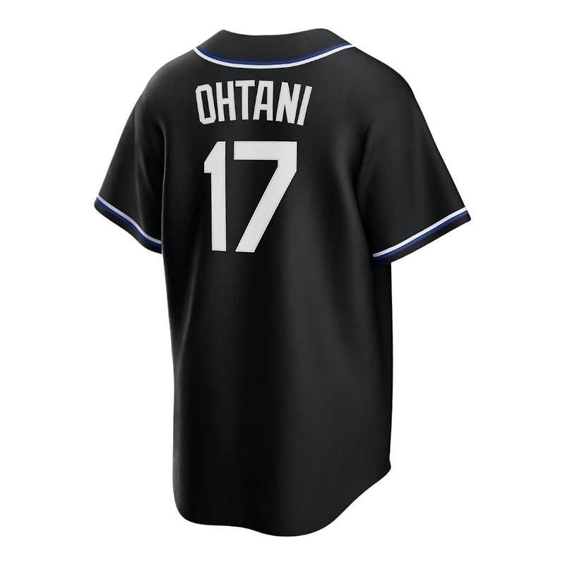 Los Angeles Dodgers Shohei Ohtani Black and Royal Blue Lights Out Nike Fashion Replica Jersey
