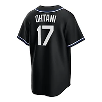 Los Angeles Dodgers Shohei Ohtani Black and Royal Blue Lights Out Nike Fashion Replica Jersey
