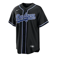 Los Angeles Dodgers Shohei Ohtani Black and Royal Blue Lights Out Nike Fashion Replica Jersey