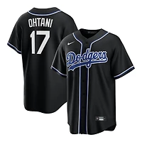 Los Angeles Dodgers Shohei Ohtani Black and Royal Blue Lights Out Nike Fashion Replica Jersey