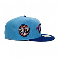 Texas Rangers Sky Blue Dark Royal Leon the Lab 2024 All Star Game Patch Grey UV New Era 59FIFTY Fitted Hat