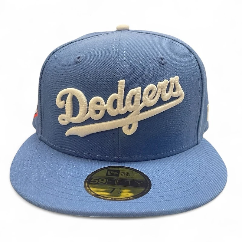 Los Angeles Dodgers Sky Blue Script Olympic Glow the Dark Pack New Era 59FIFTY Fitted Hat