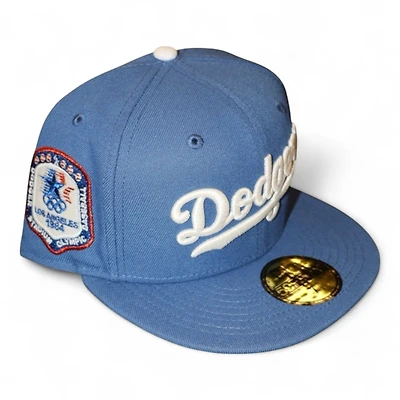 Los Angeles Dodgers Sky Blue Script Olympic Glow the Dark Pack New Era 59FIFTY Fitted Hat
