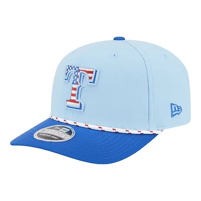 Texas Rangers Light Blue 2025 Fourth of July USA New Era 9SEVENTY Adjustable Hat