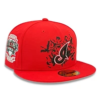 Cleveland Indians Red Murder of Crows Jacobs Field Patch Gray UV New Era 59FIFTY Fitted Hat