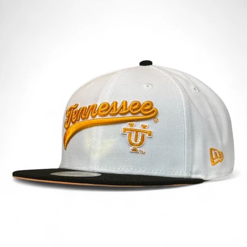 Tennessee Volunteers NCAA Optic White and Black Double Script New Era 59FIFTY Fitted Hat