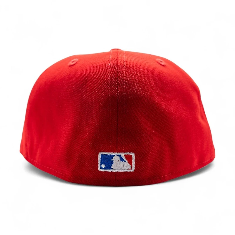 Los Angeles Dodgers Scarlet Leon the Lab 2024 World Series Patch Grey UV New Era 59FIFTY Fitted Hat