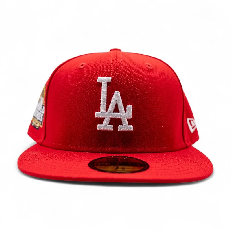 Los Angeles Dodgers Scarlet Leon the Lab 2024 World Series Patch Grey UV New Era 59FIFTY Fitted Hat
