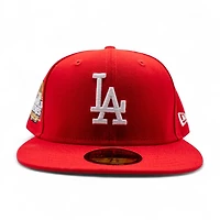 Los Angeles Dodgers Scarlet Leon the Lab 2024 World Series Patch Grey UV New Era 59FIFTY Fitted Hat