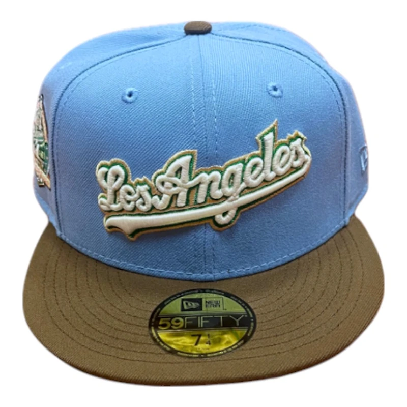 Los Angeles Dodgers Sky Blue and Walnut Brown 60th Anniversary Patch Gray UV New Era 59FIFTY Fitted Hat