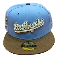 Los Angeles Dodgers Sky Blue and Walnut Brown 60th Anniversary Patch Gray UV New Era 59FIFTY Fitted Hat