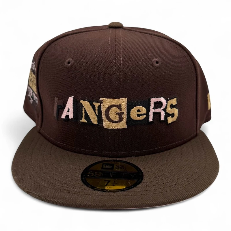 Texas Rangers Burnt Wood and Walnut 2024 All Star Game Patch Pink UV New Era 59FIFTY Fitted Hat