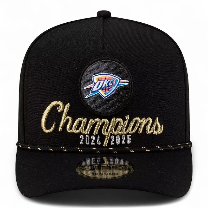 Oklahoma City Thunder Black 2025 NBA Champions New Era 9FIFTY A-Frame Snapback Hat