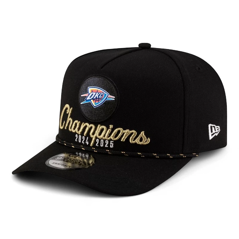 Oklahoma City Thunder Black 2025 NBA Champions New Era 9FIFTY A-Frame Snapback Hat