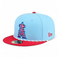 Los Angeles Angels Light Blue and Red 2025 Fourth of July USA New Era 59FIFTY Fitted Hat
