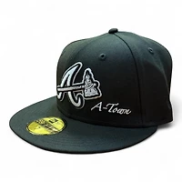 Atlanta Braves Black A Town Peach Patch Gray UV New Era 59FIFTY Fitted Hat
