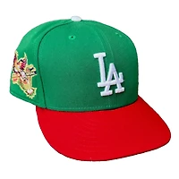 Los Angeles Dodgers Green and Red American National Patch Grey UV New Era 59FIFTY Fitted Hat