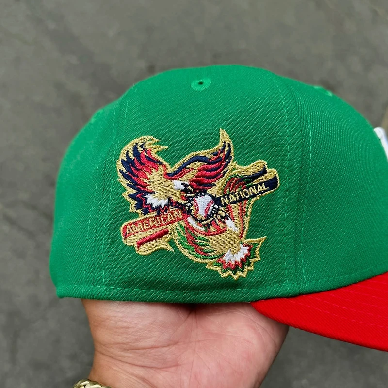 Los Angeles Dodgers Green and Red American National Patch Grey UV New Era 59FIFTY Fitted Hat