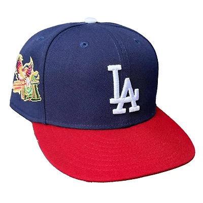 Los Angeles Dodgers Navy and Red American National Patch Grey UV New Era 59FIFTY Fitted Hat