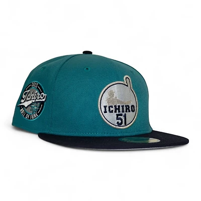Seattle Mariners Northwest Green Navy 2T Leon the Lab Ichiro Patch Grey UV New Era 59FIFTY Fitted Hat