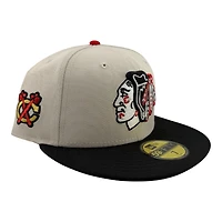 Chicago Blackhawks Stone and Black Tomahawk Patch Grey UV New Era 59FIFTY Fitted Hat