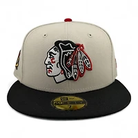 Chicago Blackhawks Stone and Black Tomahawk Patch Grey UV New Era 59FIFTY Fitted Hat