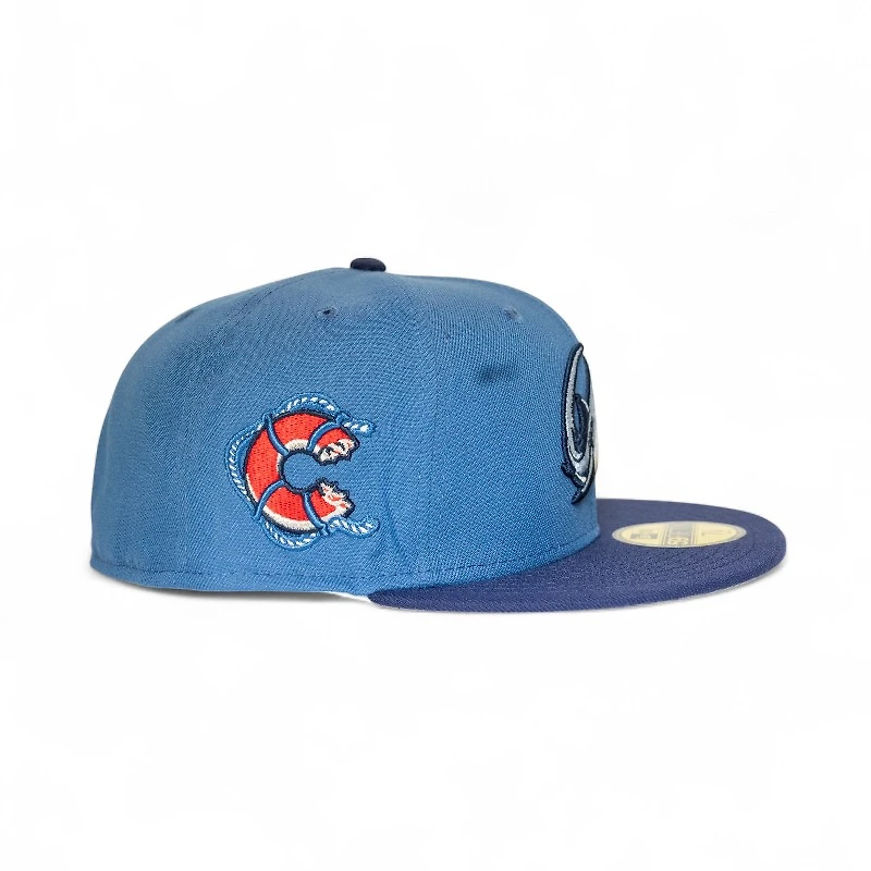 Clearwater Threshers Indigo Light Navy 2T Leon the Lab C Patch Grey UV New Era 59FIFTY Fitted Hat