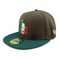 Los Angeles Dodgers Brown and Dark Green Águila Patch Mexico Flag Batty Gray UV New Era 59FIFTY Fitted Hat