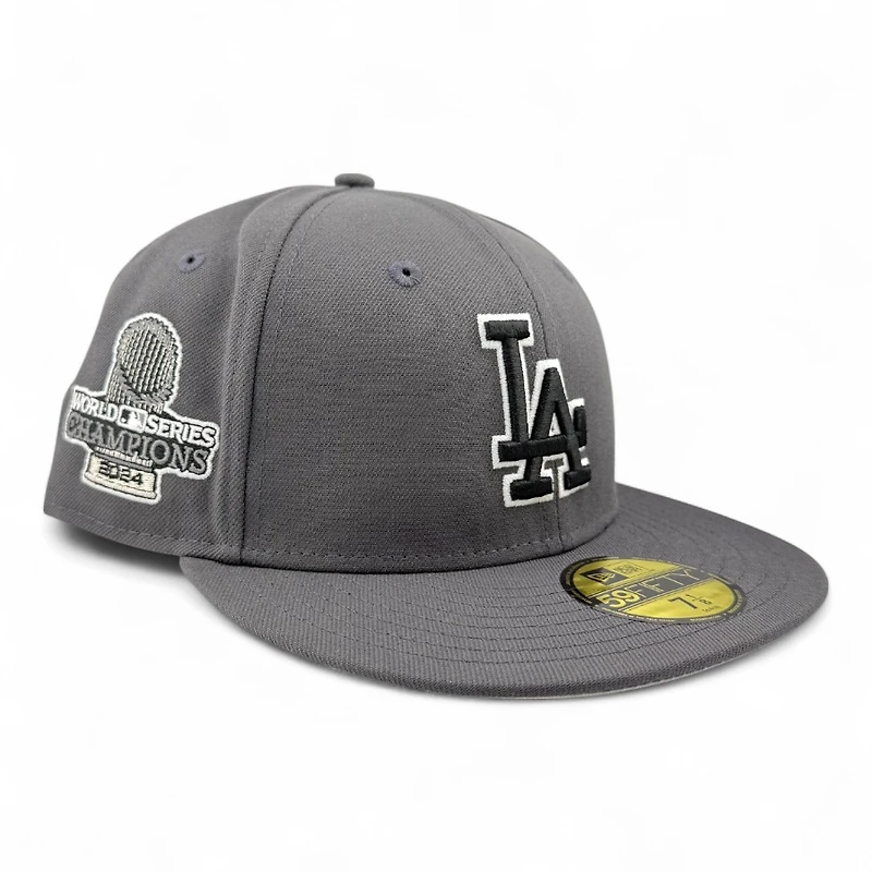 Los Angeles Dodgers Graphite 2024 World Series Champions Patch Grey UV New Era 59FIFTY Fitted Hat